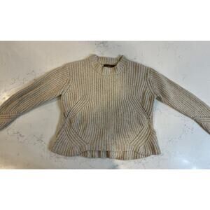 Prana Cedric Sweater Womens XL Oatmeal Lambs’ Wool Chunky Knit Cropped